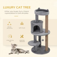 PawHut 41" Cat Tree Tower with Condo, Scratching Posts and Hanging Ball, Grey(m-4)