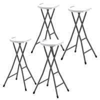 Outsunny Set of 4 Folding Outdoor Bar Stools, 29" Counter Height Stools with Handle, Indoor Outdoor Stool Chair with Footrest(m-2)