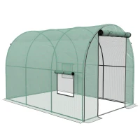 Outsunny Polytunnel Greenhouse Walk-in Grow House with Plasric Cover, Door, Mesh Window and Steel Frame, 6.6' x 10' x 6.6'(m-11)
