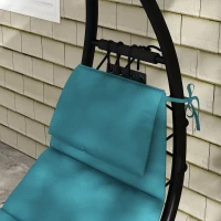 Outsunny Tanning Chair with Sunshade Roof, Rocking Base, Cushion, Headrest, Turquoise(m-7)