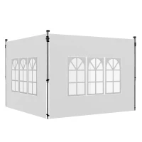 Outsunny Side Panels, Sidewalls Replacement with Window for 9.8' x 9.8' or 9.8' x 13.1' Pop Up Canopy, 2 Pack, White(m-11)