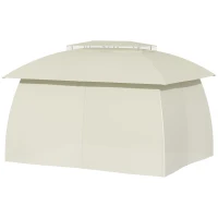 Outsunny 10' x 13' Outdoor Gazebo Patio Gazebo Canopy, Double Vented Roof, Steel Frame, Curtain Sidewalls, Sun Shade Shelter for Garden, Lawn, Backyard, Deck, Beige(m-11)