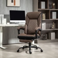 HOMCOM Executive Office Chair with footrest, High Back Desk Chair, Reclining Swivel Chair, Dark Brown(m-2)