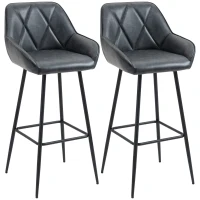 HOMCOM Retro Bar Stools Set of 2, Bar Chairs with Footrest, 30" (76 cm.) Kitchen Stools with Backs and Steel Legs, for Kitchen Island and Home Bar, Black(m-11)