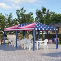 Outsunny 10'x20' Pop Up Party Tent Gazebo Wedding Canopy with 6 Sidewalls, American Flag(m-10)