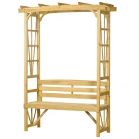 Outsunny Patio Wooden Bench, Outdoor Bench for Vines/Climbing Plants, Light Brown(m-11)