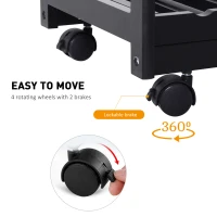 HOMCOM Rolling Kitchen Island Trolley Serving Cart Wheeled Storage Cabinet w/ Basket Shelves and Drawers Black(m-7)