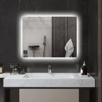 HOMCOM Dimmable Bathroom Mirror with Lights, 32" x 24" Backlit LED Mirror w/ Anti-Fog, Memory & Infinite Color Temperature(m-2)