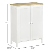 HOMCOM Buffet Cabinet with Storage, Modern Bathroom Floor Cabinet, Sideboard Buffet with 2 Adjustable Shelves and 2 Doors for Kitchen, Living Room, Dining Room, White(m-3)