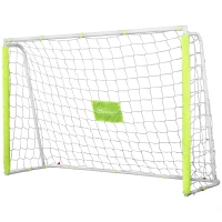 Soozier 6ft x 4ft Soccer Goal Net with Metal Frame, PE Mesh, Ground Stakes, Easy Assembly, Yellow(m-11)