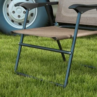 Outsunny 4 Piece Folding Patio Camping Chair Set, Sports Chairs for Adults with Armrests, Mesh Fabric Seat for Lawn, Brown(m-8)