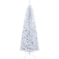 HOMCOM 7 FT Artificial Christmas Tree Pencil Xmas Tree with Stand, 818 Tips, Holiday Home Indoor Decoration for Party, White(m-11)