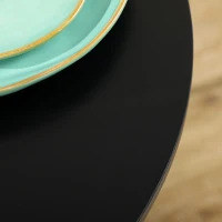 HOMCOM Modern Kitchen Table for 2 People, Round Dining Table with Steel Base for Living Room, Dining Room, Black(m-10)