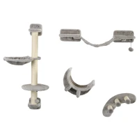 PawHut 4Pcs Cat Wall Shelf with Scratching Post, Cat Wall Shelves for Relaxing, Climbing, Cat Wall With Soft Ladder, Hammock, Play Balls, Grey(m-2)