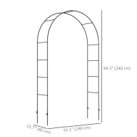 Outsunny 7.9FT Garden Arch Trellis, Metal Arch, Outdoor Garden Arbor for Climbing Plants, Wedding Decoration(m-3)