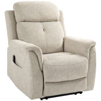 HOMCOM Manual Recliner Chair with Vibration Massage, Reclining Chair for Living Room with Side Pockets, Beige(m-11)