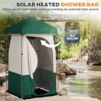 Outsunny Camping Shower Tent, Portable Privacy Shelter with Solar Shower Bag, Removable Floor and Carrying Bag, Green(m-4)