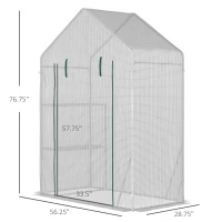 Outsunny 56"x29" Walk-in Greenhouse for Outdoor, Portable Gardening Plant Hot House with 2-Tier Shelf, Roll-Up Zippered Door, PE Cover, Green(m-3)