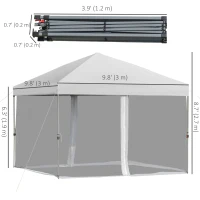 Outsunny 10' x 10' Pop-Up Canopy Tent Outdoor Party Tent, 3-Level Adjustable Height, Silver(m-3)