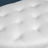 HOMCOM Half Moon Storage Ottoman, Upholstered Button Tufted Storage Bench with Lift Lid and Wood Legs, for Living Room, Entryway, White(m-7)