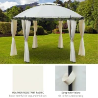 Outsunny 11.5' Patio Gazebo, Outdoor Gazebo Canopy Shelter with Curtains, Romantic Round Double Roof, Solid Steel Frame for Garden, Lawn, Backyard and Deck, Cream White(m-5)