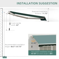 Outsunny 8' x 7' Patio Retractable Awning/Manual Exterior Sun Shade Deck Window Cover, Green(m-9)