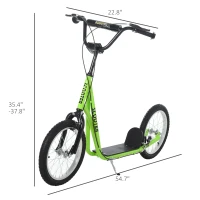 Aosom Youth Scooter Kick Scooter for Kids 5+ with Adjustable Handlebar Front and Rear Dual Brakes, Light Green(m-3)