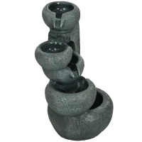 Outsunny 5-Tiered Cascading Bowls Outdoor Water Fountain with LED Lights, Adjustable Flow, 22-inch Resin Waterfall Fountain(m-11)