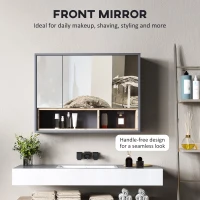 HOMCOM Wall Mounted Bathroom Medicine Cabinet with Mirror and Shelves, Grey(m-5)