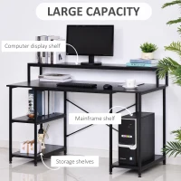 HOMCOM Computer Desk with Shelves and CPU Stand, Home Office Desk Workstation with Adjustable Feet, Black Wood Grain(m-4)
