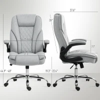 HOMCOM Executive Office Chair, Desk Chair with Flip-up Armrest, Diamond Fabric Computer Chair for Home Office, Gray(m-3)