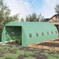 Outsunny 19.7' x 9.8' x 6.6' Large Walk-in Greenhouse Garden Plant Seed Growing Tent Tunnel Shed with Windows and Door Green(m-8)