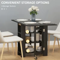 HOMCOM Folding Dining Table with Storage, Drop Leaf Kitchen Table for Small Spaces, Black(m-4)