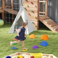 Qaba 9PCs Non-Slip Stackable Kids Stepping Stones, Heart-Shaped(m-8)