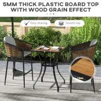 Outsunny 28" Outdoor Dining Table, Faux Wood Patio Furniture, Square Wood-Like Garden Table with Water Safe Design, Brown(m-5)