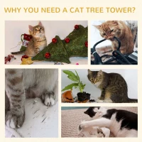 PawHut 37.8” Cat Activity Tree Tower Center Scratching Pet Furniture Brown(m-7)
