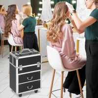HOMCOM Rolling Makeup Storage Case w/ Swivel Wheel, Black(m-4)