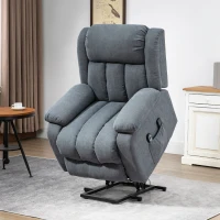 HOMCOM Power Lift Chair for Elderly Big and Tall with Massage, Linen Fabric Upholstered Recliner Sofa Chair with Remote Control, Side Pockets, Grey(m-10)