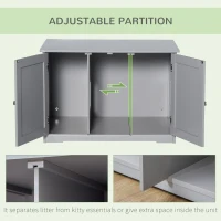 PawHut Modern Cat Litter Box Enclosure with Adjustable Partition for Customizable Space, Cat Washroom End Table for Indoor Cats with Hidden Storage Cabinet Space, Dark Gray(m-5)