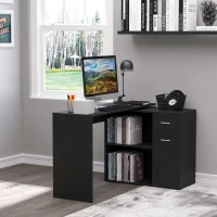 HOMCOM 180° Rotating Home Office Corner Desk Storage Shelf Cabinet Black(m-8)