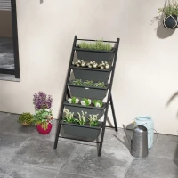 Outsunny 5-Tier Vertical Raised Garden Planter with 5 Container Boxes, Outdoor Plant Stand for Vegetable Flowers, Grey(m-8)