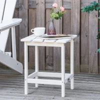 Outsunny Patio Side Table, 15" Square Outdoor End Table, HDPE Plastic Tea Table for Adirondack Chair, Backyard or Lawn, White(m-2)