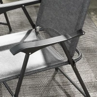 Outsunny 4 Piece Folding Patio Camping Chair Set, Sports Chairs for Adults with Armrests, Mesh Fabric Seat for Lawn, Gray(m-8)