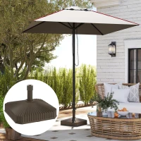 Outsunny Square Patio Umbrella Base Holder, Heavy Duty Outdoor Umbrella Stand Base, Filled Up to 42lbs with Stand or 33lbs with Water for Garden, Poolside, Brown(m-8)