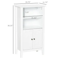 kleankin Bathroom Floor Cabinet, Wooden Bathroom Cabinet with 2 Open Shelves, Double Doors and Adjustable Shelves, Freestanding Storage Cabinet for Bathroom, White(m-3)