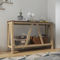 HOMCOM 52" Console Table, Farmhouse Narrow Entryway Table with Storage Shelf, Rustic Sofa Table with Anti-tipper for Living Room and Hallway, Oak(m-8)