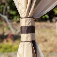 Outsunny 12' x 10' 2-Tier Outdoor Gazebo Canopy Tent for Patio with Zippered Mesh Sidewalls, Solid Steel Frame, Arched Roof, Beige(m-9)