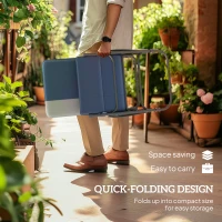 Outsunny Outdoor Rocking Chairs Set of 2, Folding Rocking Chair Set, 400 lbs. Capacity, Wide Seat, Padded High Back, Dark Blue(m-7)