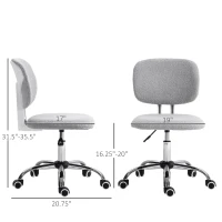 Vinsetto Cute Armless Office Chair, Teddy Fleece Fabric Computer Desk Chair, Vanity Task Chair with Adjustable Height, Swivel Wheels, Mid Back, Light Gray(m-3)