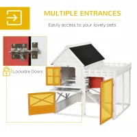 PawHut 51" Small Chicken Coop with Storage Box, Wooden Chicken Coop Chicken House Outdoor Hen House with Nesting Box, Slide-Out Tray, White(m-5)